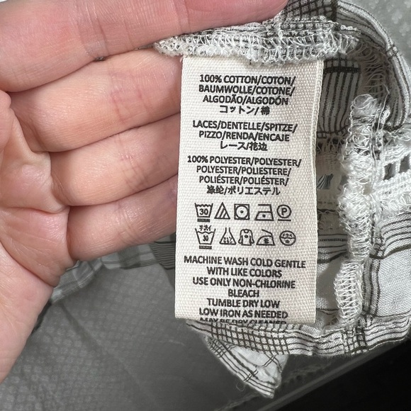 Free People White Grey Plaid Time Out Eyelet Tiered Tunic Top - Picture 7 of 8